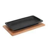 Lava Döküm Servis Tabağı, 30x15 cm Ahşap Altlı - LV AS 172