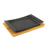Lava Döküm Servis Tabağı 36x24 cm Ahşap Altlıklı - LV AS 173