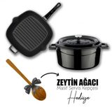 Lava Döküm Trendy 4 Parça Siyah Tencere Tava Seti