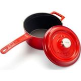 Lava Döküm Yuvarlak 18 CM. Sütlük Kırmızı Metal Saplı