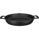 Lava Döküm Yuvarlak Izgara Tava, Metal Kulplu, 32CM, Siyah - 1 Adet - Çok Renkli