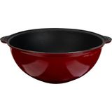 Lava Döküm Yuvarlak Özbek Kazanı / Tencere. Döküm Demir Yekpare Kulplu ÇAP(Ø)28CM.-BORDO - 28 cm