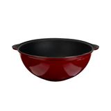 Lava Döküm Yuvarlak Özbek Kazanı / Tencere. Döküm Demir Yekpare Kulplu Çap(Ø)28Cm.-Bordo