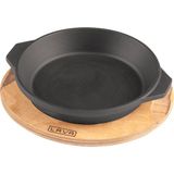 Lava Döküm Yuvarlak Servis Tabağı ve Ahşap Altlığı 16 cm