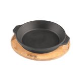 Lava Döküm Yuvarlak Servis Tabağı ve Ahşap altlığı. Çap(Ø)16cm.