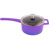 Lava Döküm Yuvarlak Sos Tenceresi Cam Kapaklı Metal Saplı Glaze Serisi16 cm