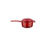 Lava Döküm Yuvarlak Sos Tenceresi. Metal Saplı Çap(ø16 Cm. -(sütlük) Kırmızı