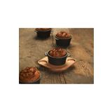 Lava Döküm Yuvarlak Sufle 8 CM Sos Kabı ve Ahşap Altlığı