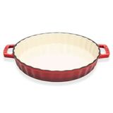 Lava Döküm Yuvarlak Tava, Tepsi Kırmızı 30 Cm