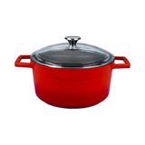 Lava Döküm Yuvarlak Tencere Cam Kapaklı Glaze 24 CM mor