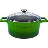 Lava Döküm Yuvarlak Tencere Cam Kapaklı Glaze 28 CM yesil