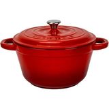 Lava Döküm Yuvarlak Tencere Döküm Demir Kapak New Heritage Serisi Çap 22CM. Kırmızı - Standart
