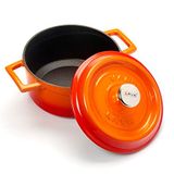 Lava Döküm Yuvarlak Tencere, Trendy, 16cm, Turuncu