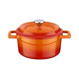 Lava Döküm Yuvarlak Tencere Trendy Çap 16Cm Turuncu