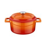 Lava Döküm Yuvarlak Tencere. Trendy Çap 18Cm. turuncu