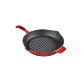 Lava Kırmızı 28 cm Metal Kulplu Döküm Yuvarlak Izgara Tava