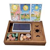 Lava Land Tarot Kart Tutucu Stand Ekranı, Sevimli Cadı Masa Dekoru, Sunak Dekoru için Dekoratif Kutu Cadı Boho Oda Dekoru Yatak Odası için Estetik Tarot Kart Aksesuarları Kristal Tutucu Kılıf Kadınlar için Cadı