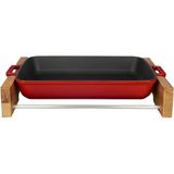 Lava Lv P Tp 2640 K4 O Ahşap Altlıklı 26X40 Cm Kırmızı Döküm Dikdörtgen Fırın Tepsisi