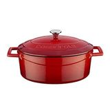 Lava Metal Oval Döküm Tencere, 25 cm, 3.19 L Hacim, Kırmızı