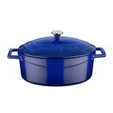 Lava Metal Oval Döküm Tencere, 25 cm, 3.19 L Hacim, Mavi