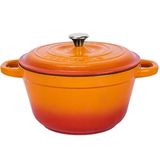 Lava New Heritage Serisi 24 cm Döküm Döküm Demir Kapak Yuvarlak Turuncu Tencere