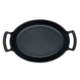 Lava Oval Kulplu 27x20 cm Kırmızı Döküm Tava