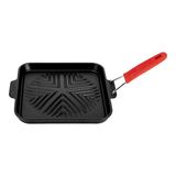 Lava Snow Serisi 24x24 CM Silikon Tel Saplı Döküm Kare Sığ Kırmızı Izgara Tavası LV ECO GT 2424 T25 Snow-1 R