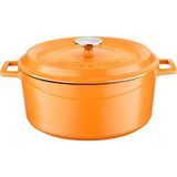 Lava Spring Serisi - Döküm Tencere, Yuvarlak, 28 Cm, Mat Emaye, Parlak Siyah Taban, Turuncu - Çok Renkli