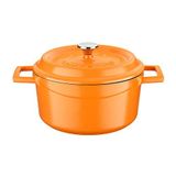 Lava Spring Yuvarlak 20 cm Mat Parlak Siyah Taban Turuncu Döküm Tencere