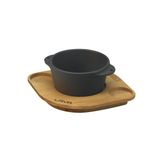 Lava Sufle / Sos Kabı Ve Ahşap Altlığı Çap(Ø)8Cm Yuvarlak