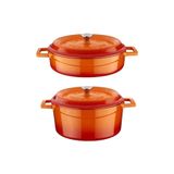 Lava Trendy Döküm 2 Li Tencere Set 24cm Derin Basık Turuncu