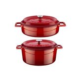 Lava Trendy Döküm 2 Li Tencere Set 24cm Derin Ve Basık Kırmızı
