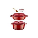 Lava Trendy Döküm 2 Li Tencere Set Kırmızı 28 cm Derin Döküm Kaplama Şık Tasarım