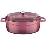 Lava Trendy Kapak Ölçü 23x29 cm Pembe Döküm Oval Tencere