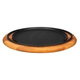Lava Yekpare Çap 28 cm Çift Kulplu Döküm Demir Yuvarlak Siyah Pizza Krep Tavası + Kayın Servis Ahşabı