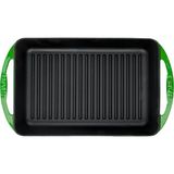 Lava Yeşil Dikdörtgen Metal Kulplu Izgara Döküm 22x32 cm Tava