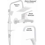 Lavabo Banyo Bataryası Ve Robot Duş Takımı Beyaz Renk Köşe Model Musluk Armatür
