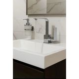 Lavabo Bataryası Krom Kare Banyo Lavabo Musluk Ağır Prinç Gövde Döner Boru Lüks Armatür Gümüş Gri