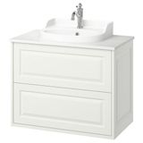 Lavabo Dolabı Kombinasyonu, Beyaz-Beyaz Mermer Görünüm, 82X49X76 Cm, Hamnskar Batarya