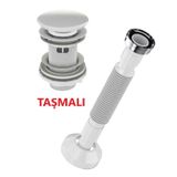Lavabo Sifonu Clik-clack Pup-up Beyaz Seramik Kafa Taşmalı