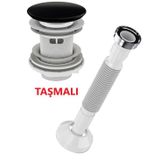 Lavabo Sifonu Clik-clack Pup-up Siyah Seramik Kafa Taşmalı