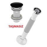 Lavabo Sifonu Clik-clack Pup-up Siyah Seramik Kafa Taşmasız