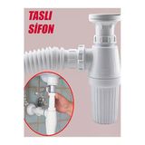Lavabo Sifonu Körüklü Sökülebilir Tas'lı Mutfak Banyo Evye Pis Su Gideri Borusu Plastik 38 Cm.
