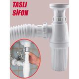 Lavabo Sifonu Körüklü Sökülebilir Tas'lı Mutfak Banyo Evye Pis Su Gideri Borusu Plastik 38 Cm. Gider