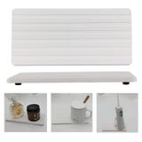 Lavabo Vanity Tepsileri, 2 Paket, 8x4 inç, Su Emici Taş Tepsi, Diatomit Taş Mutfak Tezgahı Caddy Tabağı, Bitki için Su Emici Mat Organizatör, Kozmetik Şişe, Sabunluk, Sünger Tutucu