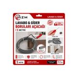 Lavabo ve Boru Gider Açıcı 5 Metre Spiral Tıkanıklık Açma Teli Kanal Açıcı Yaylı Boru Temizleme Aparatı SUSTA5