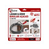 Lavabo ve Boru Gider Açıcı 8 Metre Spiral Tıkanıklık Açma Teli Kanal Açıcı Yaylı Boru Temizleme Aparatı Profesyonel Gider Temizleme SUSTA8
