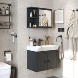 Lavabolu Mat Suntalam 60 Cm Banyo Dolabı, Aynalı Üst Dlp Antrasit