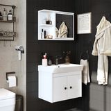 Lavabolu Mat Suntalam 60 cm Banyo Dolabı + Aynalı Üst Dolabı - Beyaz
