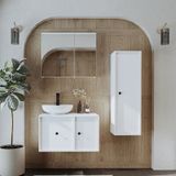 Lavabolu Mdf 75 Cm Çekmeceli Gusto Banyo Dolap + Aynalı Dlp Beyaz Mat Beyaz